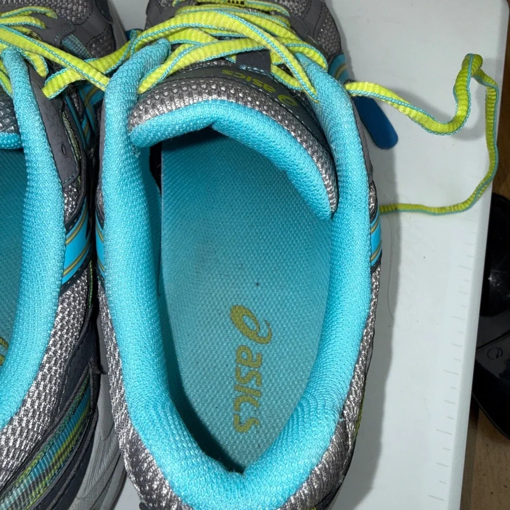 Asics Gel-Venture 5 Womens 11 Grey Blue Yellow Trail Running Shoes‎ T5N8N